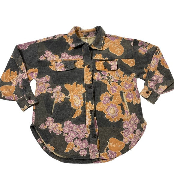 NWT Free People Size Small Printed Ruby Jacket in Charcoal Floral Oversized Gray - Picture 4 of 10